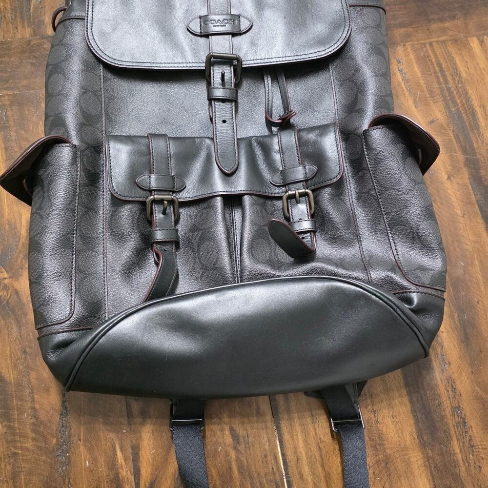 Coach Hudson Backpack Signature Canvas Black Charcoal F50044 Large Laptop Bag